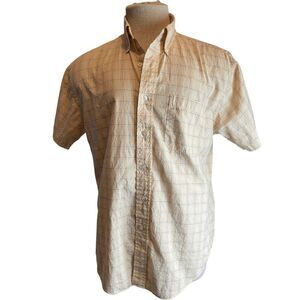 L.L Bean Button Down Shirt for Men w/Pocket Short Sleeves Sz M Yellow